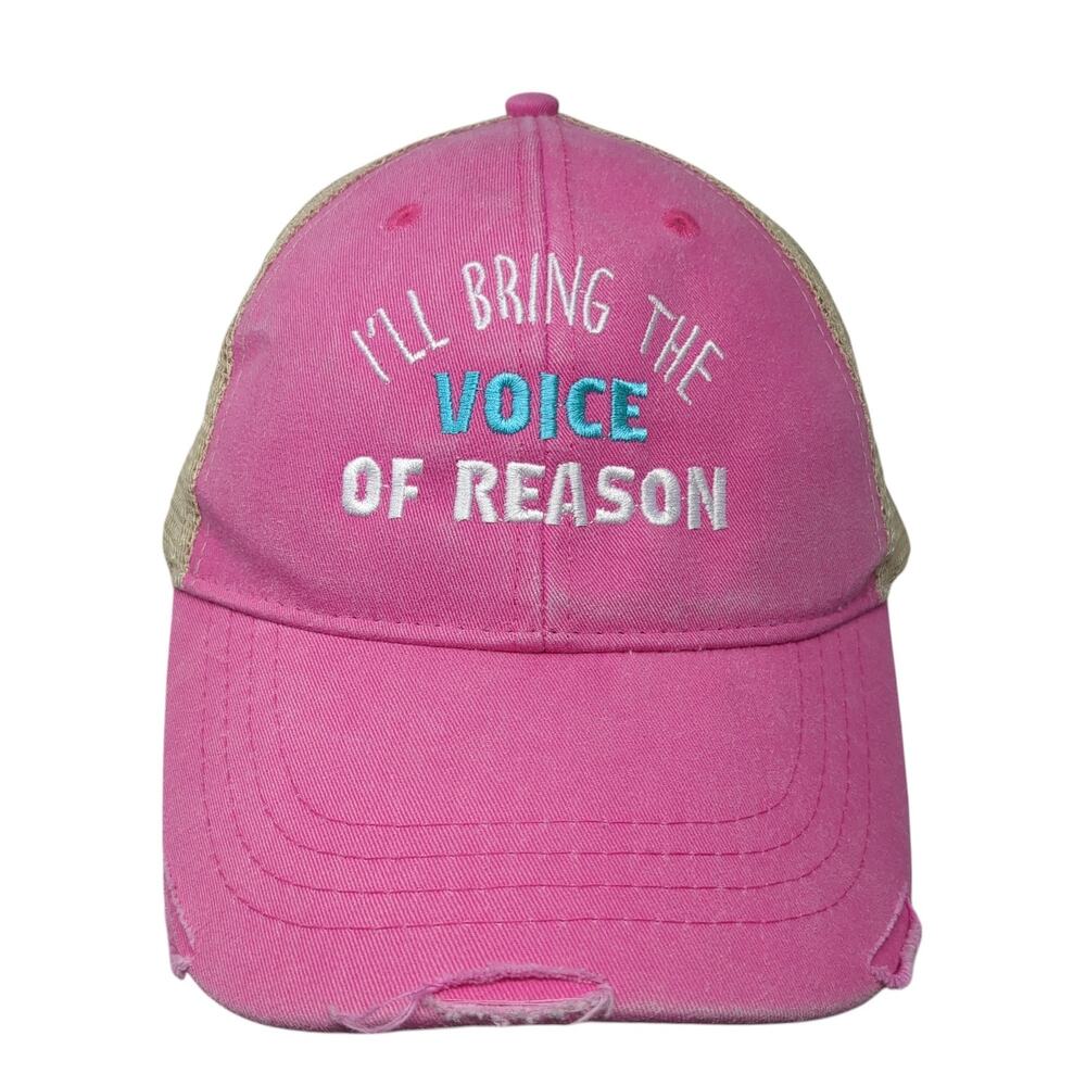 I'll Bring The Voice of Reason Snapback Trucker Hat Pink OS Adjustable Adams